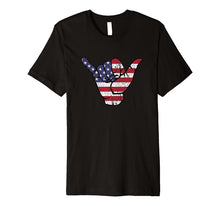 Load image into Gallery viewer, Shaka Hang Loose American Flag Premium T-Shirt 788613