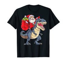 Load image into Gallery viewer, Funny shirts V-neck Tank top Hoodie sweatshirt usa uk au ca gifts for Santa Riding Dinosaur T rex Christmas Gifts Boys Men Xmas T-Shirt 60152