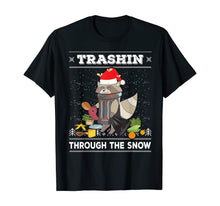 Load image into Gallery viewer, Trashin Through The Snow Raccoon Santa Claus Trash Panda T-Shirt