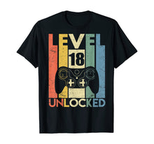 Load image into Gallery viewer, Level 18 Unlocked Tshirt 18th Video Gamer Birthday Boy Gifts