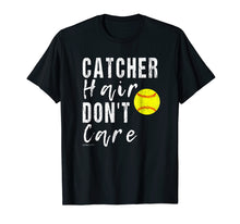 Load image into Gallery viewer, Funny shirts V-neck Tank top Hoodie sweatshirt usa uk au ca gifts for Catcher Hair Don't Care Softball T Shirt 1789428