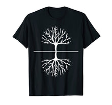 Load image into Gallery viewer, Tree and Roots T Shirt - Camping Outdoors Nature Reflection