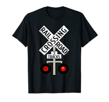Load image into Gallery viewer, Funny shirts V-neck Tank top Hoodie sweatshirt usa uk au ca gifts for Train Railroad Crossing Lights 3 tracks road sign T-shirt 2474147