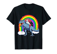 Load image into Gallery viewer, Unicorn Riding T Rex Dinosaur T Shirt Unicorns Rainbow Gifts