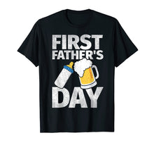 Load image into Gallery viewer, Mens First Father's Day Gifts T-Shirt Beer Baby Bottle Dad Daddy