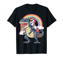 Load image into Gallery viewer, Funny shirts V-neck Tank top Hoodie sweatshirt usa uk au ca gifts for Unicorn Riding Dinosaur T rex Shirt Boys Girls Kids Rainbow 1906152