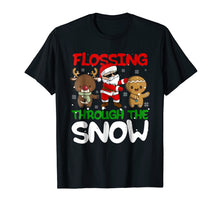 Load image into Gallery viewer, Funny shirts V-neck Tank top Hoodie sweatshirt usa uk au ca gifts for Flossing Through The Snow T Shirt Santa Reindeer Gingerbread 1726123