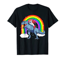 Load image into Gallery viewer, Funny shirts V-neck Tank top Hoodie sweatshirt usa uk au ca gifts for Men's Women's T Shirt Rainbow Unicorn Rides on Dinosaurs 147378