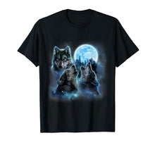 Load image into Gallery viewer, Funny shirts V-neck Tank top Hoodie sweatshirt usa uk au ca gifts for T-Shirt Three Wolves Howling Under Icy Full Moon, Gray Wolf 248423