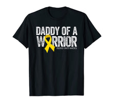 Load image into Gallery viewer, Mens Daddy of a Warrior Childhood Cancer Shirt Dad Ribbon 257004