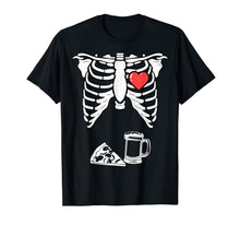 Load image into Gallery viewer, Skeleton Pregnancy Pizza Beer Shirt Xray Halloween Soon Dad 162567