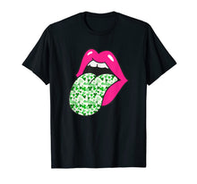 Load image into Gallery viewer, Hot Pink Lips Shamrock Tongue Trendy St Patrick's Day Print TShirt728937