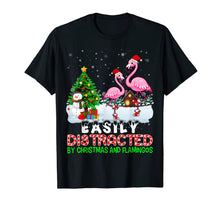 Load image into Gallery viewer, Funny shirts V-neck Tank top Hoodie sweatshirt usa uk au ca gifts for Easily Distracted By Christmas And Flamingos Hat In Snow T-Shirt 261406