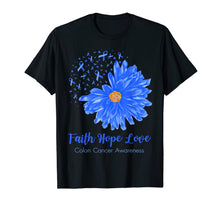 Load image into Gallery viewer, Faith Hope Love Colon Cancer Awareness Flower Blue Gifts T-Shirt-472196