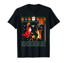 Load image into Gallery viewer, Basketball Christmas Ugly Sweater Dunking Santa and Reindeer T-Shirt-2347380