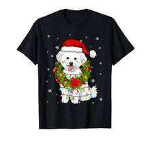 Load image into Gallery viewer, Funny shirts V-neck Tank top Hoodie sweatshirt usa uk au ca gifts for Santa Bichon Frise Dog with Christmas lights Gifts Xmas T-Shirt 1050528