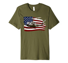 Load image into Gallery viewer, UH-1 Huey Helicopter T shirt American Flag usa Pilot T-Shirt 530647