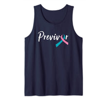 Load image into Gallery viewer, Script Previvor With Pink & Teal Ribbon Tank Top