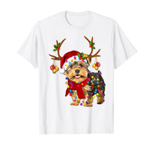 Load image into Gallery viewer, Funny shirts V-neck Tank top Hoodie sweatshirt usa uk au ca gifts for Santa yorkie terrier dog gorgeous reindeer Light Christmas T-Shirt 246724