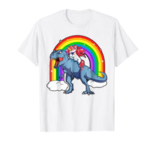 Load image into Gallery viewer, Funny shirts V-neck Tank top Hoodie sweatshirt usa uk au ca gifts for Men's Women's T Shirt Rainbow Unicorn Rides on Dinosaurs 147378