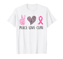 Load image into Gallery viewer, Peace Love Cure Pink Ribbon Breast Cancer Awareness Gifts T-Shirt