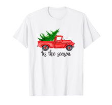 Load image into Gallery viewer, 'Tis the Season Watercolor Red Truck with Christmas Tree T-Shirt