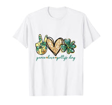 Load image into Gallery viewer, Peace love Patty's Day Clover TShirt St Patrick's Day Gifts T-Shirt612190