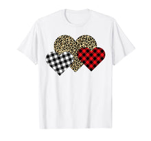 Load image into Gallery viewer, Funny Leopard And Buffalo Plaid Printed Love Heart Gifts T-Shirt--