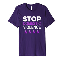 Load image into Gallery viewer, Funny shirts V-neck Tank top Hoodie sweatshirt usa uk au ca gifts for Purple Ribbon Shirt, Stop Domestic Violence T Shirts 2660572