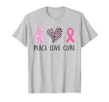 Load image into Gallery viewer, Peace Love Cure Pink Ribbon Breast Cancer Awareness Gifts T-Shirt
