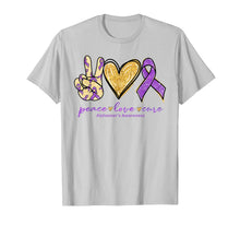 Load image into Gallery viewer, Peace Love Cure Purple Ribbon Alzheimer's Awareness Gift T-Shirt-1347823