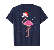 Load image into Gallery viewer, Funny shirts V-neck Tank top Hoodie sweatshirt usa uk au ca gifts for Cute Pink Flamingo Christmas Lights Santa Hat T-Shirt 85292