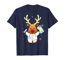 Load image into Gallery viewer, Medical Scrub Top Reindeer Nurse With Stethoscope Christmas T-Shirt