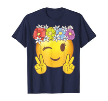 Load image into Gallery viewer, Hippie Flower Power Crown Peace Smiley Emoji Shirt for Girls 121549