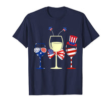 Load image into Gallery viewer, Red White Blue Wine Glasses American Flag 4th Of July Tshirt 259279