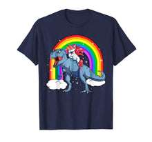 Load image into Gallery viewer, Funny shirts V-neck Tank top Hoodie sweatshirt usa uk au ca gifts for Men's Women's T Shirt Rainbow Unicorn Rides on Dinosaurs 147378