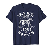 Load image into Gallery viewer, This Girl Runs On Jesus And Horses T Shirt Horse Women Gifts