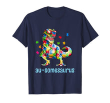 Load image into Gallery viewer, Funny shirts V-neck Tank top Hoodie sweatshirt usa uk au ca gifts for Dinosaur Autism Awareness T-Rex Shirt Gifts Au-some Puzzle 1088310