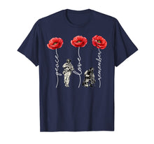 Load image into Gallery viewer, Peace Love Remember Poppy Flower Veteran Day T-Shirt