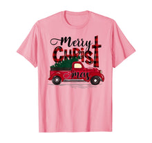Load image into Gallery viewer, Funny shirts V-neck Tank top Hoodie sweatshirt usa uk au ca gifts for Merry Christmas Buffalo Plaid Red Truck Christian Cross Xmas T-Shirt 1036231
