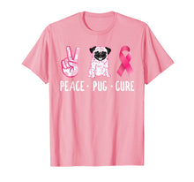 Load image into Gallery viewer, Peace Cure Pug Breast Cancer Awareness Gifts T-Shirt