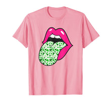 Load image into Gallery viewer, Hot Pink Lips Shamrock Tongue Trendy St Patrick's Day Print TShirt728937