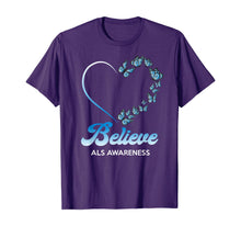 Load image into Gallery viewer, Blue and White Butterflies Heart Believe ALS Awareness Gifts TShirt554719