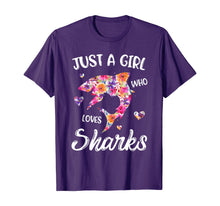 Load image into Gallery viewer, Funny shirts V-neck Tank top Hoodie sweatshirt usa uk au ca gifts for Just A Girl Who Loves Sharks Women Shark Lover Gift T-Shirt 1233978