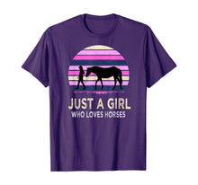 Load image into Gallery viewer, Funny shirts V-neck Tank top Hoodie sweatshirt usa uk au ca gifts for Just a Girl Who Loves Horses - Riding Retro sunset Gifts T-Shirt 669955