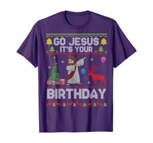Load image into Gallery viewer, Funny shirts V-neck Tank top Hoodie sweatshirt usa uk au ca gifts for Dabbing With Tree Reindeer Snow Go Jesus It's Your Birthday T-Shirt 153450