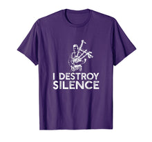 Load image into Gallery viewer, I Destroy Silence - Funny Bagpiper Musician T-Shirt