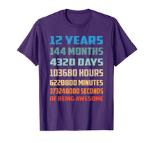 Load image into Gallery viewer, 12th Birthday Gift T Shirt 12 Years Old Being Awesome Shirt