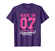 Load image into Gallery viewer, Funny shirts V-neck Tank top Hoodie sweatshirt usa uk au ca gifts for Made In 2007 Awesome 11th Birthday Girl Shirt Pink T-shirt 1122761