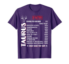 Load image into Gallery viewer, Taurus Facts T-Shirt Zodiac Taurus Birthday Gifts Shirt